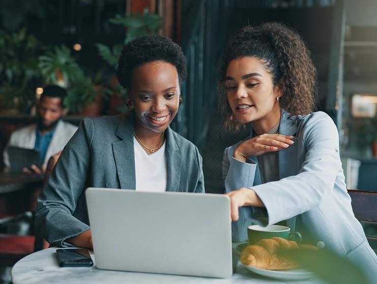 People working together on laptop